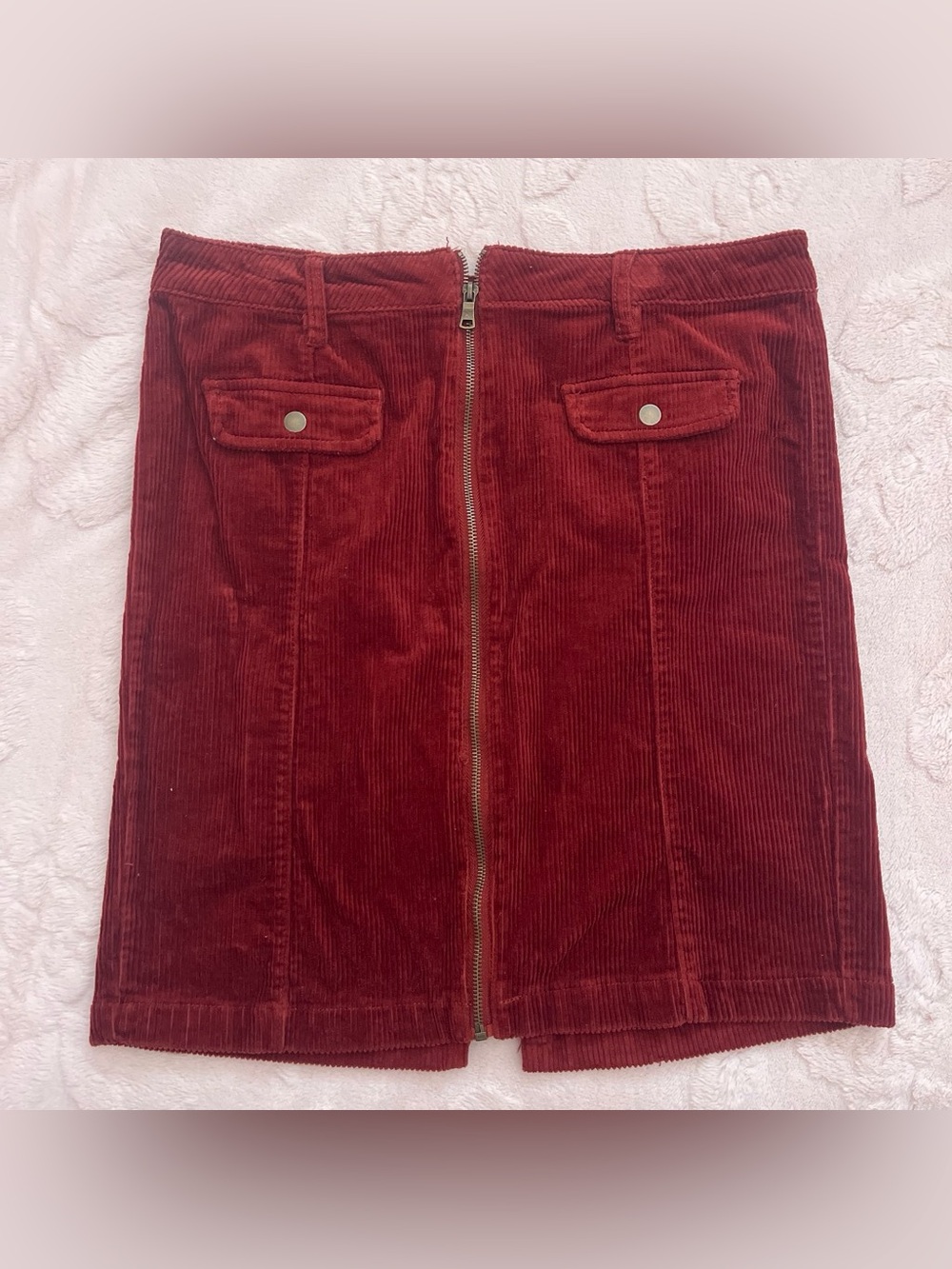 d. jeans Wine Red Corduroy Zip-Front Mini Skirt